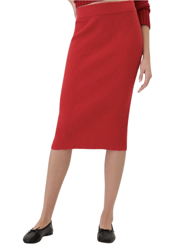 CashSoft Ribbed Midi Sweater Skirt